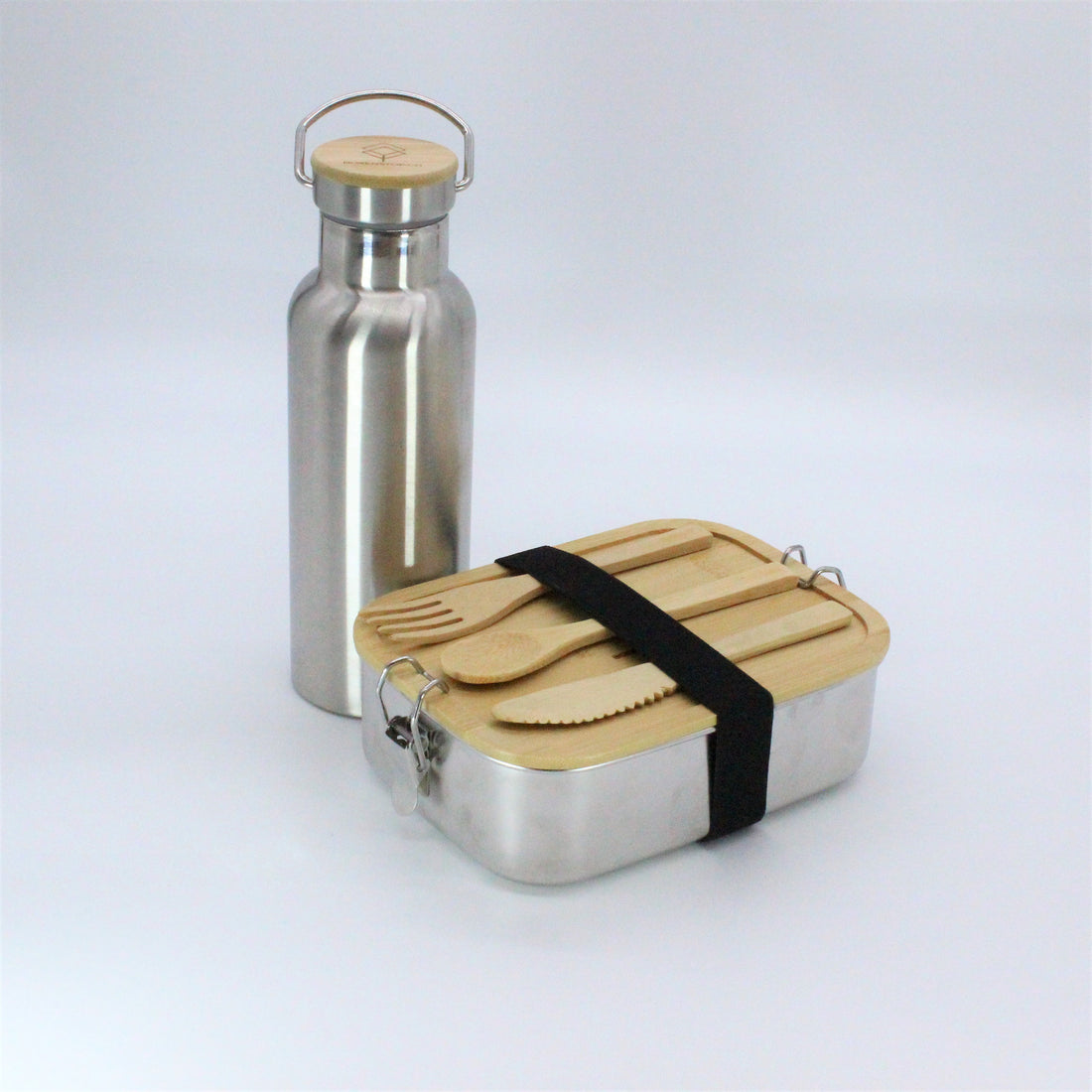 Premium Edelstahl Lunchbox 1200 ml + Isolier - Trinkflasche Hot &amp; Cold in Silber, 750 ML