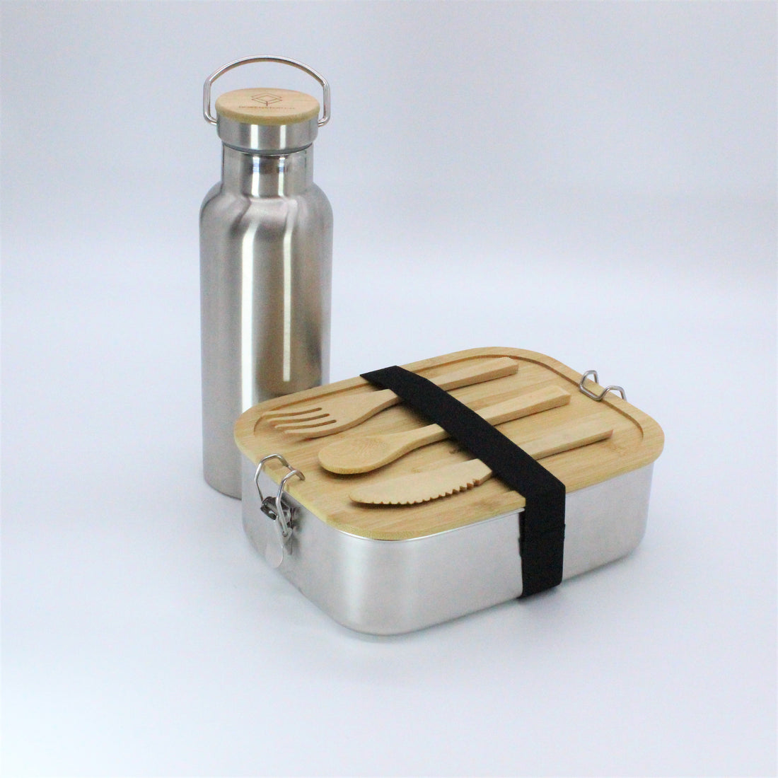 Premium Edelstahl Lunchbox 1500 ml + Isolier - Trinkflasche Hot &amp; Cold in Silber, 750 ML