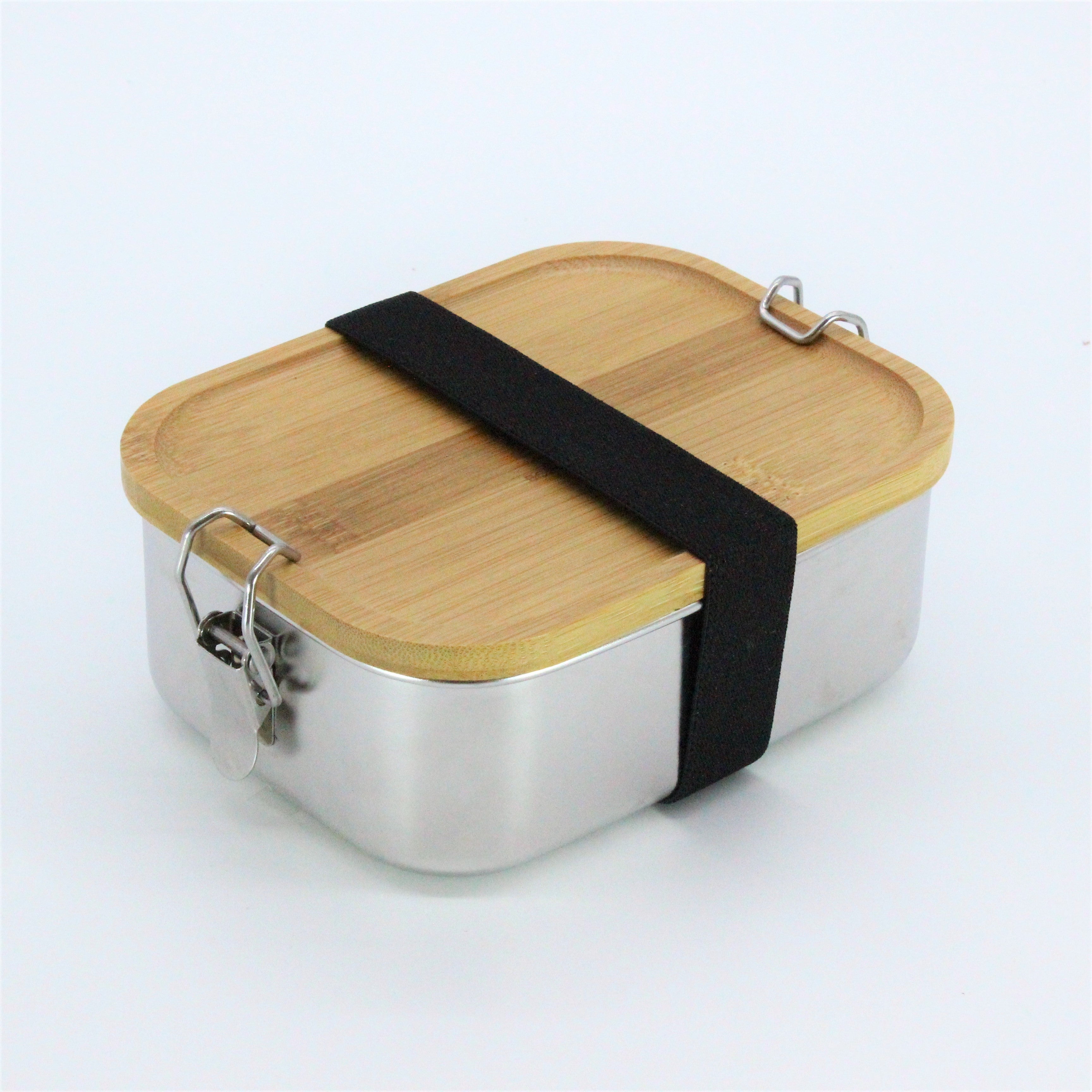 Premium Edelstahl Lunchbox 800 ml, mit Bambus-Besteck, Ersatzdichtung, ÖKO-Baumwoll-Zugbeutel, Gummiband, auslaufsicher, geruchs- & geschmacksneutral