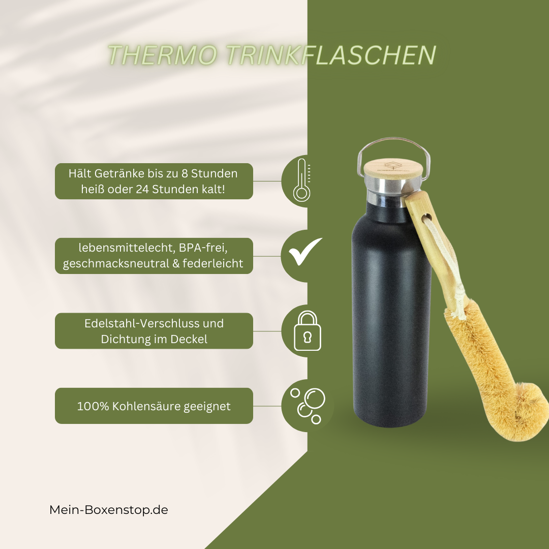 Isolier - Trinkflasche Hot &amp; Cold in Schwarz-Matt, 750 ML