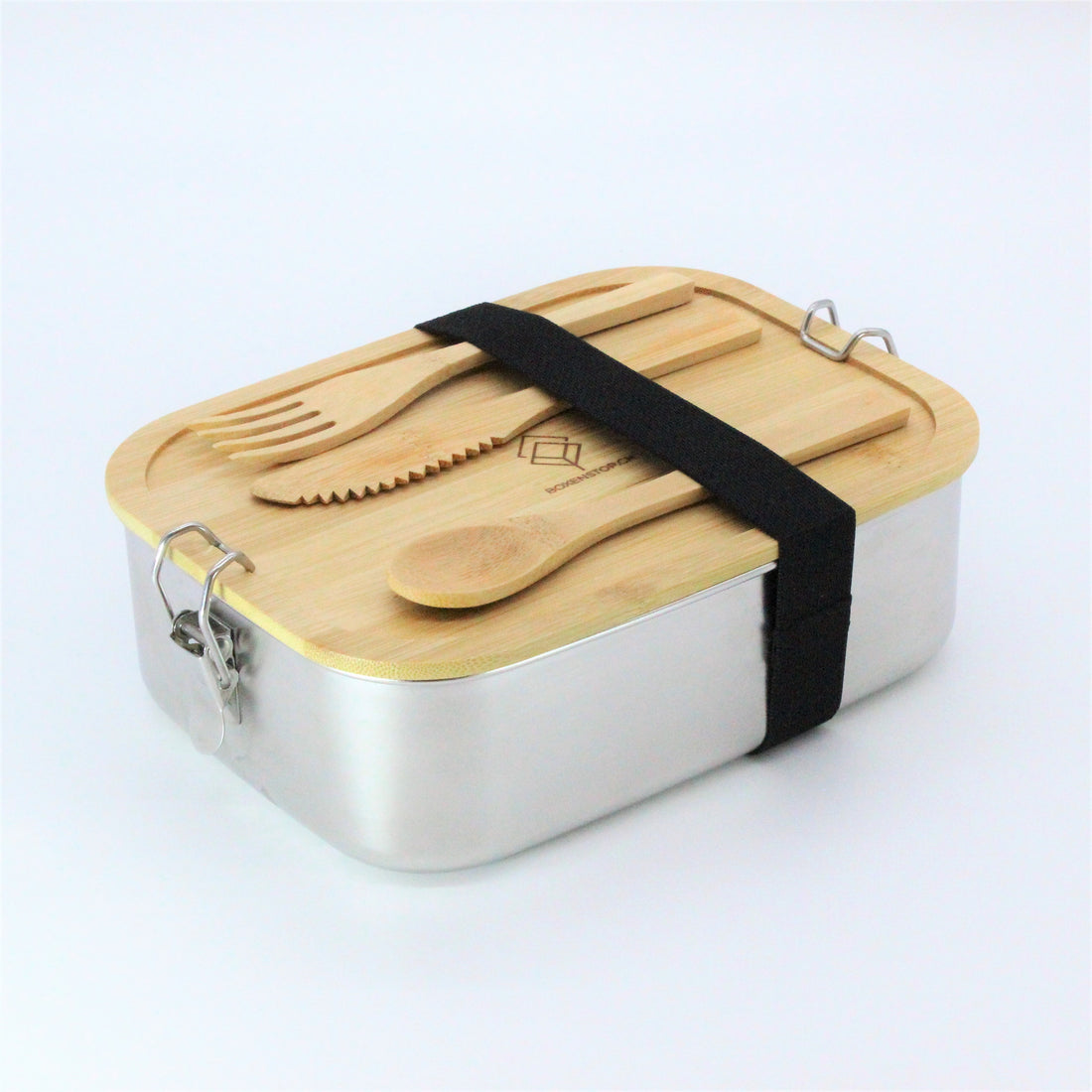 Premium Edelstahl Lunchbox 1500 ml, mit Bambus-Besteck, Ersatzdichtung, ÖKO-Baumwoll-Zugbeutel, Gummiband, auslaufsicher, geruchs- & geschmacksneutral