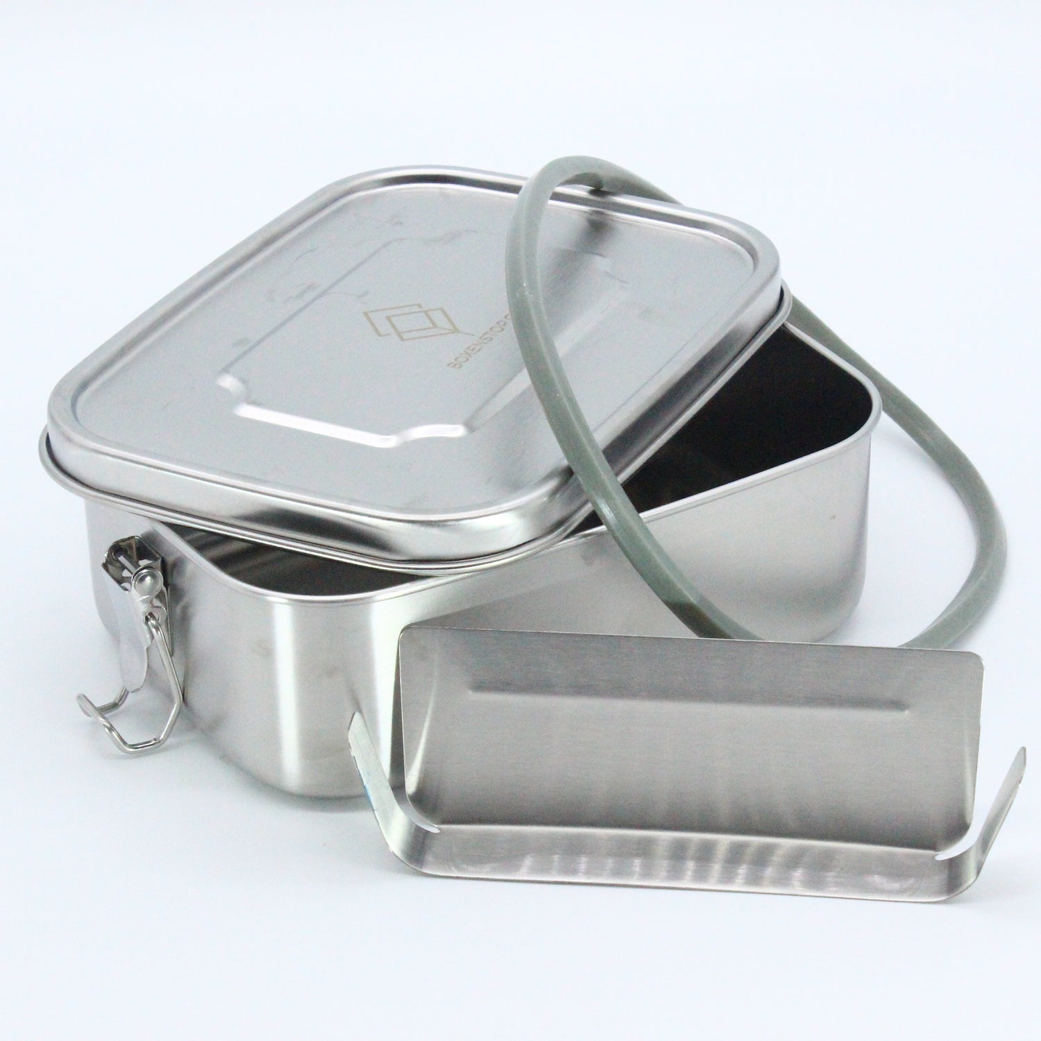Premium Edelstahl Lunchbox 700 ml, mit Bambus-Besteck, Ersatzdichtung, ÖKO-Baumwoll-Zugbeutel, Gummiband, auslaufsicher, geruchs- &amp; geschmacksneutral